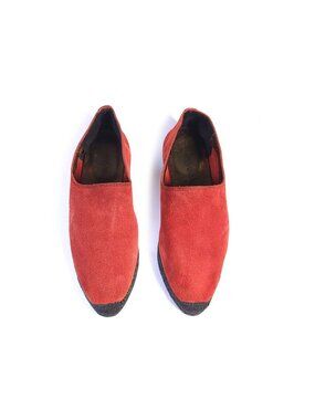YSL Shoes Red Suede Espadrilles Loafers Womens Size 6.5